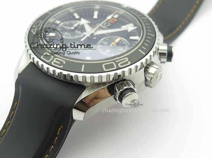 0429 Planet Ocean Master Chrono 45mm SS OM 1:1 Best Edition Black Dial Orange 12 On Rubber Strap A Durable 8169